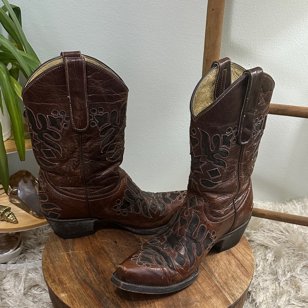 Yippee Ki Yay Old Gringo Distressed‎ Womens Embroidered Cowboy Boots Size 6 B